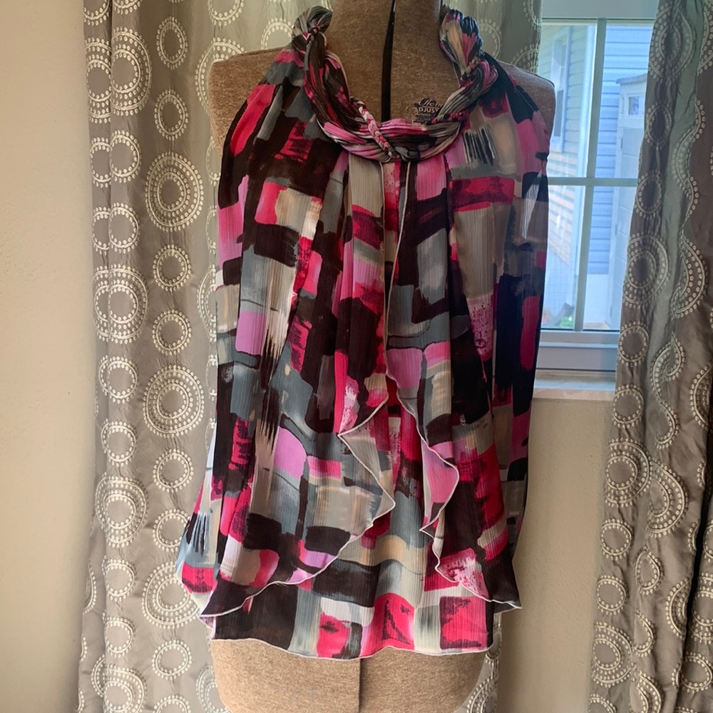 Cato Pink Geo Print S/L Woven Top. Size 14/16